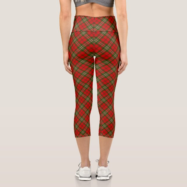 Leggings Capri Scott tartan red green plon (Reverso )