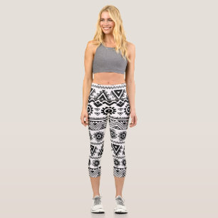 Leggings Capri Segundo patrón tribal étnico, sin fisuras.