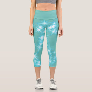 Leggings Capri Sencillas rayas de color verde púrpura choque
