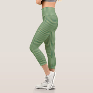 Leggings Capri Sencillo degradado verde de salvia de oliva de épo