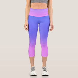 Leggings Capri Sencillo efecto ocmbre de sol azul rosado