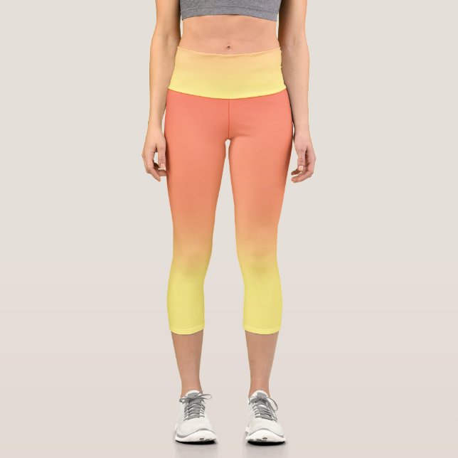 Leggings Capri Sencillo efecto ocmbre Naranja amarillo (Anverso)