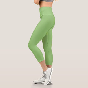 Leggings Capri Sencillo y atractivo color pistachio sólido