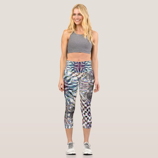 Leggings Capri Sensación de textura kaleidoscopio en colores plat (Anverso)