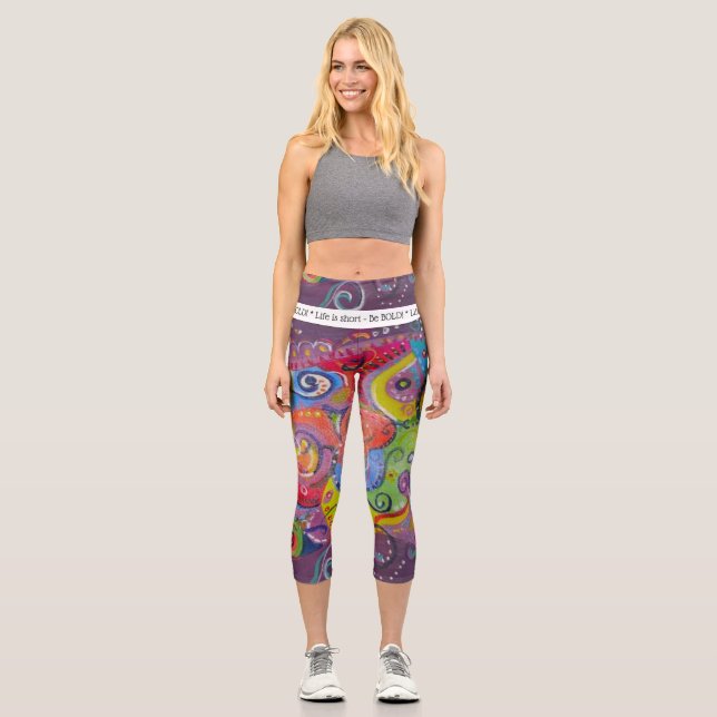 Leggings Capri Ser negrita Abstract eggplant y pintura giratoria  (Anverso)