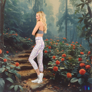 Leggings Capri Serenidad del nudo celta - Lila, Peach y White