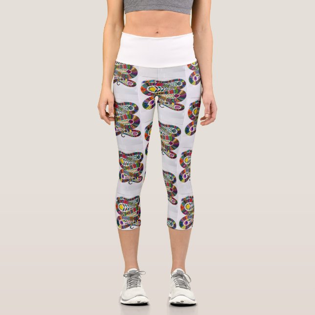 Leggings Capri Serpientes coloridas de alto nivel (Anverso)