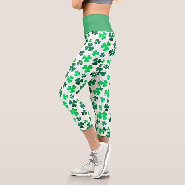 Leggings Capri Shamrock Clover Leaf Moda moderna con estilo (Izquierda)
