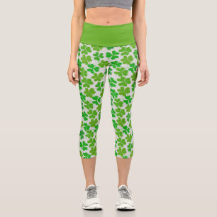 Leggings Capri Shamrock verde afortunado en el Día de San Patrici