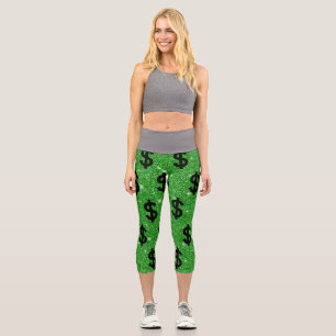 Leggings Capri Signo de Dólar Negro Dinero Empresario Wall Street