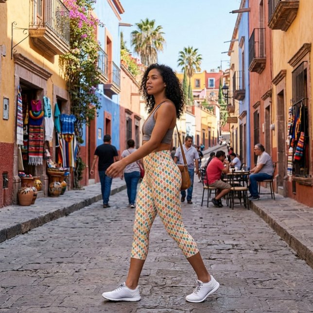 Leggings Capri Siluetas de cactus coloridas (Subido por el creador)