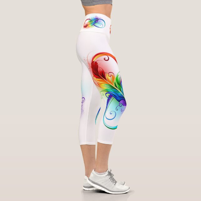 Leggings Capri Símbolo infinito con plumas arcoiris (Derecha)