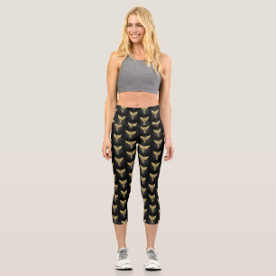 Leggings Capri Símbolo poligonal de oro Caduceus