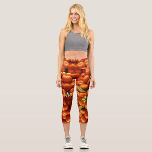 Leggings Capri Simple fruta naranja añadir nombre mínimo personal