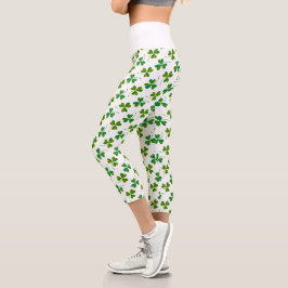 Leggings Capri Simple Patrón de Shamrock del Día de San Patricio 