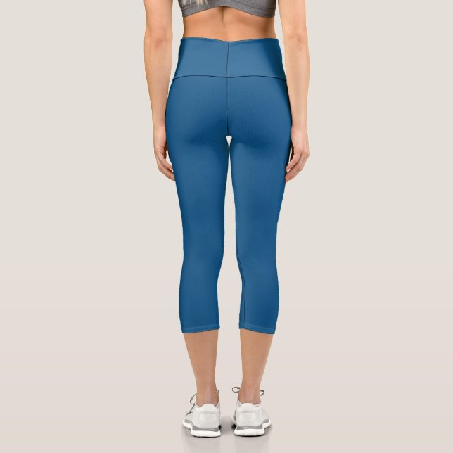 Leggings Capri Simple Stylish Modern Minimal Monogram Blue Gym (Reverso )