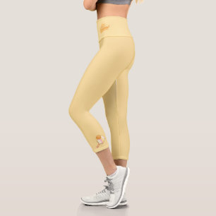 Leggings Capri Sirviendo Sonrisas Vida Amarilla Brillante de Pi