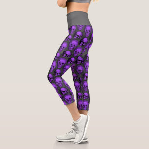 Leggings Capri Skulls morados y diseño de la serie de girasoles 1