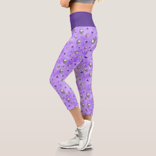 Leggings Capri Skulls morados y diseño de la serie de girasoles 4