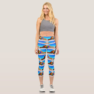 Leggings Capri SlipperyJoe gradiente de corazón de arcoíris vívid