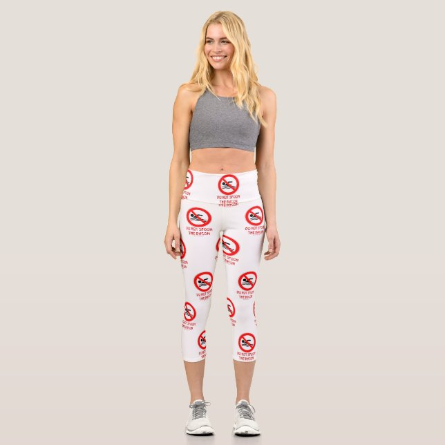 Leggings Capri SlipperyJoe's Do Not Spoon Bacon red Advertencia m (Anverso)