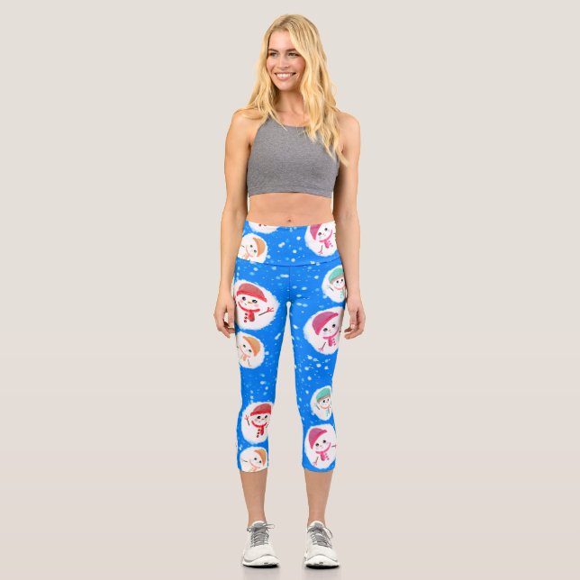 Leggings Capri Snowball y Snowman con los antecedentes (Anverso)