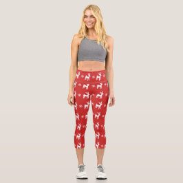 Leggings Capri Snowflake Reindeer Holiday Festive Christmas Women
