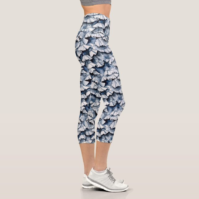 Leggings Capri Soft Denim Blue Watercolor Ruffles (Derecha)