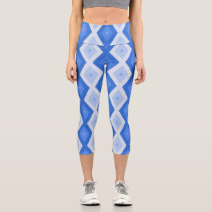 Leggings Capri Sombras de patrón de diamante azul