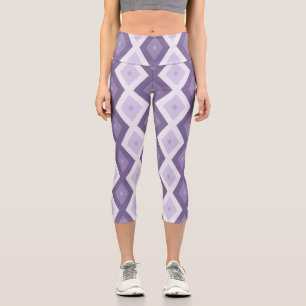 Leggings Capri Sombras del patrón de diamantes de lavanda