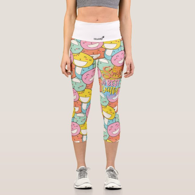 Leggings Capri ¡Sonríe es el mejor conjunto! Motivador (Anverso)