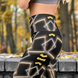 Leggings Capri Sorprendente negro enmarcado en el yoga del patrón