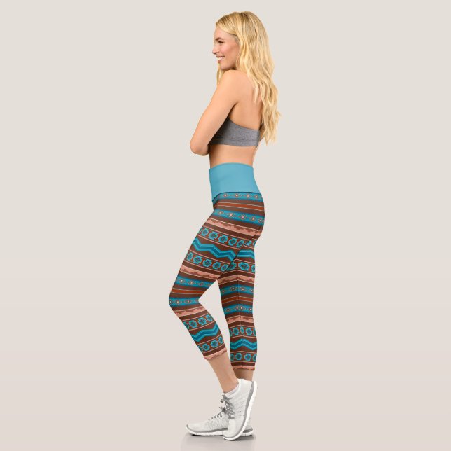 Leggings Capri Southwest Style Geometric Cameron Gorge Design (Izquierda)