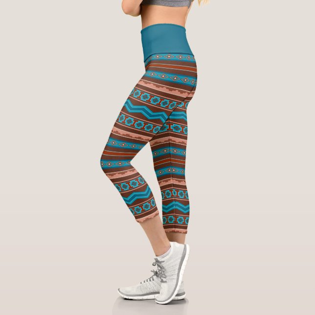 Leggings Capri Southwest Style Geometric Cameron Gorge Design (Izquierda)