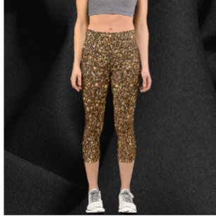 Leggings Capri Sparkly Bronze Purpurina