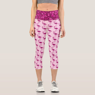 Leggings Capri Sparkly flamingo chismes de imitación rosa calient