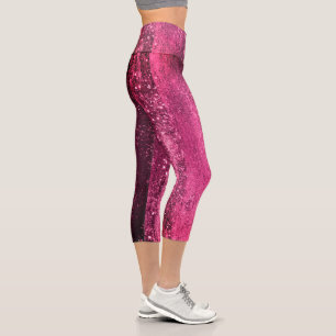 Leggings Capri Sparkly Girly Glam Pink Parfait Disco Fiesta