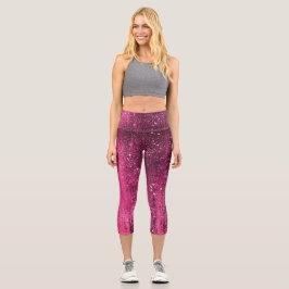 Leggings Capri Sparkly Girly Glam Pink Parfait Disco Fiesta