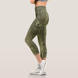 Leggings Capri Sparkly Glam Moss Green