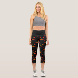 Leggings Capri Sparkly Jack O'Lantern afronta el patrón de Hallow