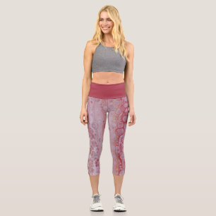 Leggings Capri Splotones rojos y rosados