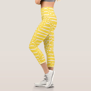 Leggings Capri Spots and Stripes 2 - Amarillo limón y blanco