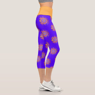 Leggings Capri Sri Yantra - Diseño de símbolo del hinduismo 1
