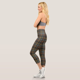 Leggings Capri Stewart Hunting Weathered Tartán Plaid Pattern