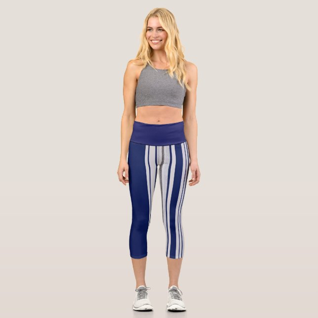 Leggings Capri Striped Navy Blue and Grey  (Anverso)