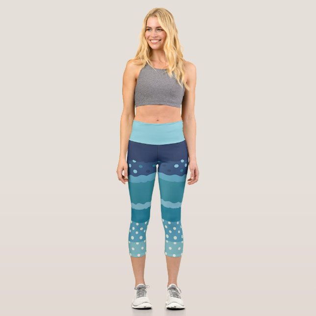 Leggings Capri Stripes and Polka dot in Shades of Blue  (Anverso)