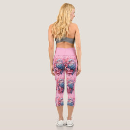 Leggings Capri Stunning Pastel Hummingbird Floral