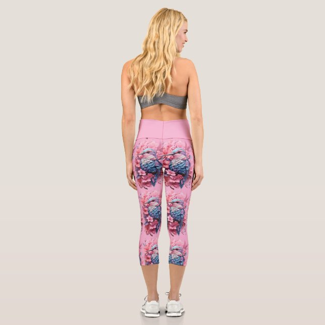 Leggings Capri Stunning Pastel Hummingbird Floral (Reverso)