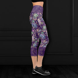 Leggings Capri Subacuático Purple Luxe | Dark Pastel Gold Sea Lif