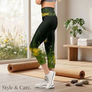Leggings Capri Sueño de margarita: Hermosa naturaleza floral